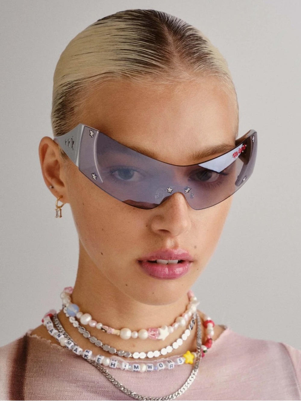 Le specs x Ian charms “I am a rich man” sunglasses in silver chrome